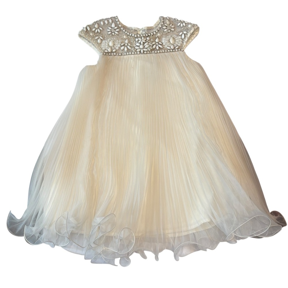 Neiman Marcus Marchesa Target Pleated Beaded Cap Sleeve Formal Girls Dress Small